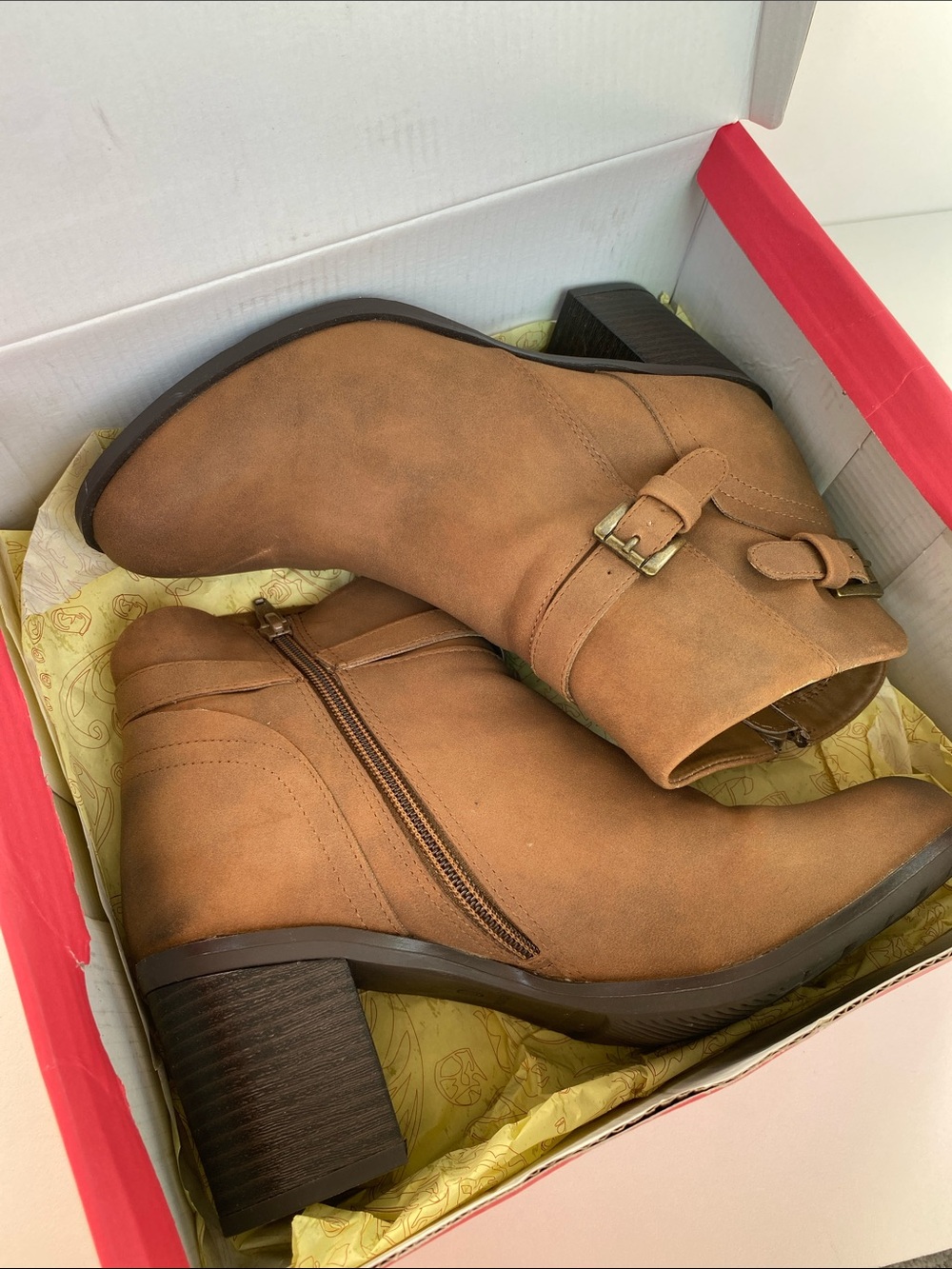 American Rag Women's Apeyton Tan Heeled Booties size 7